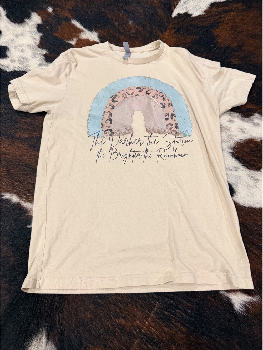Next Level Beige Graphic T-Shirt Medium